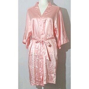 Escalier Pink Silky Lace Robe Women's Size Small Polyester Spandex Blend New
